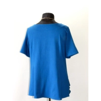 Elegancka Bluzka z falbankami idealna pod żakiet - chabrowa